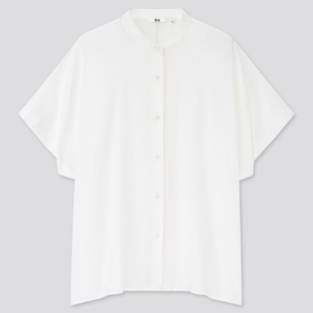 White stand collar blouse